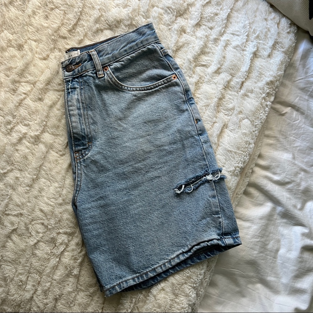 Topshop Side Cut High Waisted Mom Shorts